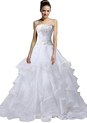 Strapless Bubble Dress Organza Applique Evening Dress 