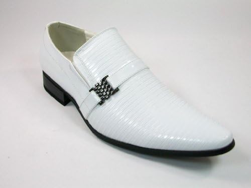 Mens White Pointy Toe Designer Patent Leather Dress Casual Formal Shoes