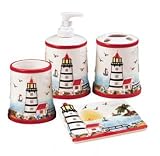 Light House 3-D Ceramic 4pc Bathroom Bath Accessories Set