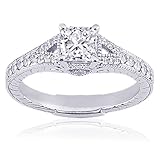 1.10 Ct Princess Cut Diamond Engagement Ring Vintage VS
