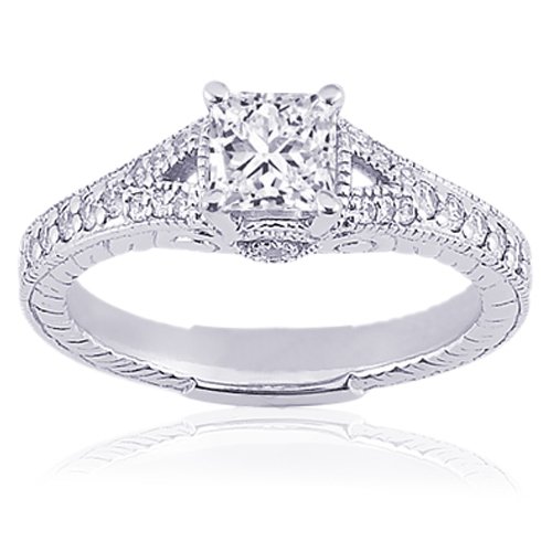 0.85 Ct Princess Cut Diamond Engagement Ring 