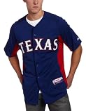 MLB Men's Texas Rangers Short Sleeve Authentic Button Front Cool Base Batting Practice Jersey (Royal/Scarlet, XX-Large)