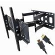 VideoSecu TV Wall Mount for Most 32- 55 LCD LED Plasma TV Flat Screen, Full Motion Dual Arm Articulating Mount bracket with Free HDMI Cable MW360B 1SR