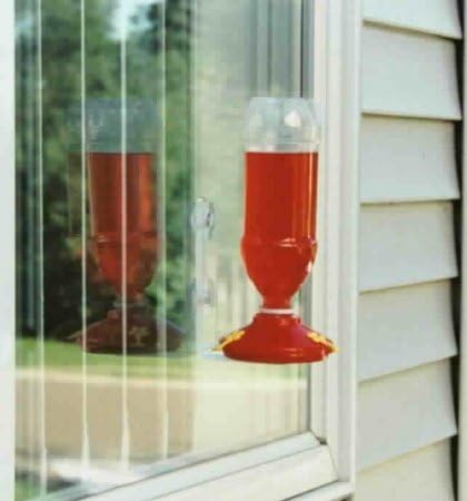 Gadjit Soda Bottle Hummingbird Window Feeder Fill Plastic Soda Bottle with Nectar, Twist on Feeding Tray, Suction to Outdoor Window, Fun Project for Kids at Home (Red)