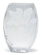 Hibiscus Etched Glass Tall Bowed Vase