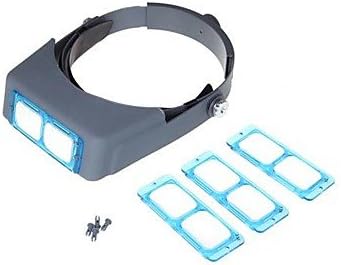 R. - Double Lens Head-mounted Headband Reading Magnifier Loupe Head Wearing 4 Magnifications ( Color : Black )