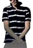 Jerzees Striped Campus Polo, Old Navy/White, S