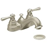 Moen 6101BN Kingsley Two-Handle Lavatory Faucet with Drain Assembly, Brushed Nickel