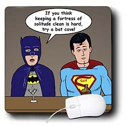 Rich Diesslins Funny General Cartoons - Super Hero Parody with Batman and Superman at the bar - Mouse Pads