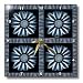 Four rich blue striped flowers with blue and green flower petal border - 10x10 Wall Clock