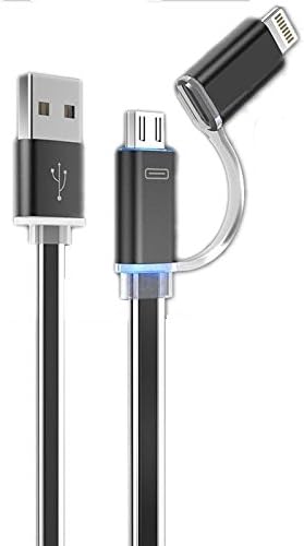 HANDY MOBILE Easy Find LED Light Up Metal Universal 2-In-1 Sync &amp; Charge Cable with 8 Pin Lightning &amp; Micro USB  Connectors for iPhone 6 6Plus, iPad Air Mini, Android Galaxy S5 S6