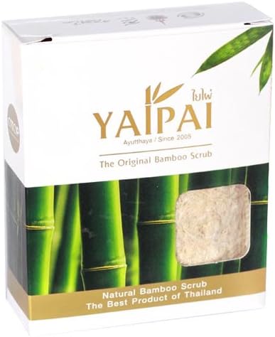 Yaipai : Original Bamboo Body Scrubber Natural Bamboo Scrub 1 Pcs. + Rice Milk Soap 100 g. The Best Product of Thailand
