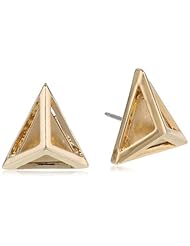 Sam Edelman Open Cage Triangular Antique Worn Gold Colored Stud Earrings