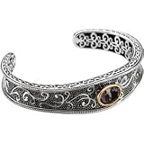 Sterling Silver and 14K Yellow Gold Amethyst Bracelet