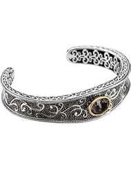 925 Sterling And 14K Yellow Gold And Sterling Silver Genuine Amethyst Bracelet