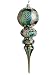 10" Aqua and Green Striped Paisley Pattern Glass Finial Christmas Ornament