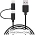 Apple MFi Certified Lightning Cable - Skiva USBLink Duo 2-in-1 Sync and Charge Cable (3.2 ft / 1m) with Lightning & microUSB for iPhone 6 6s SE, iPad Air mini, Samsung Galaxy S7 (Black) [Model:CB106]
