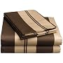Regency Collection 310 Thread-Count Havana Stripe Queen Sheet Set, Pecan/Chocolate