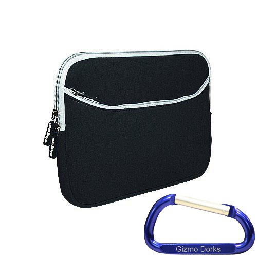 Midnight Black Soft Neoprene Carrying Case for the Sony Vaio W or any 10 Inch Series Netbook Laptop Computer and 10 Inch Screen Protector with Free Carabiner Key Chain