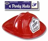 Beistle - 66189 - Pkgd Miniature Red Plastic Fire Chief Hats- Pack of 12