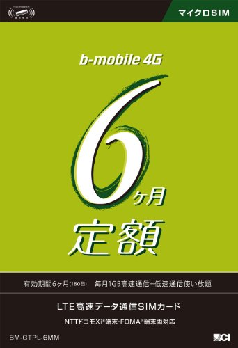 日本通信 bモバイル 6ヶ月定額SIMパッケージ(180日) マイクロSIM