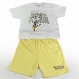 Produkt-Bild: Dimo-Tex Baby Shorty Set wei&szlig;es Kurzarm-T-Shirt und gelber Shorty, Keep on Running, bei natubini, Gr. 62-104