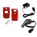 PCMICROSTORE Brand LG CU400 Solid Red Snap-On Crystal Case Cover with Removable Belt Clip - Bundled with 12v Rapid Premium Car Charger and Home Travel Wall AC Adapter Charger