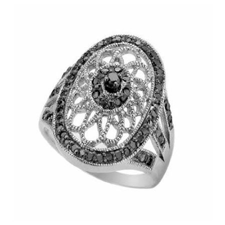 1/2 CT Black Diamond Ring In Sterling Silver