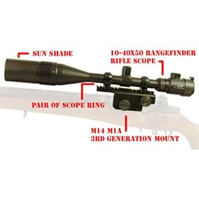 M14 M1A Mount 10-40x50 Rangefinder Rifle scope combo set Free sunshade