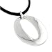 Silver Ferroni Oval Pendant Necklace W Leather Cord