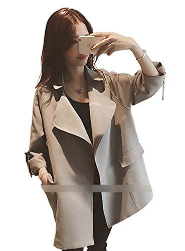 sawadika レディース きれいめ しなやか 大きめ 襟 テロンチ トレンチ コート 春 秋 テーラード ミディ丈 グレー ジンジャー レッドブリック ブルーアッシュ S M L