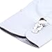 HJ Men's Jewelry Round Button Cover Substitute to Traditional Cuff Links Color Silver Plating