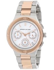 Kenneth Jay Lane Womens KJLANE-2134 Chronograph White Mother-Of-Pearl Dial Two Tone Stainless Steel Watch