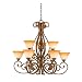 Quoizel BQ5009AQ Belle Epoque 34-1/2-Inch Two Tier Chandelier with 9 Uplights with Amber Leaf Fossil Glass, Antique Gold Leaf Finish