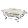 Godinger 2-Quart Lidded Ceramic Baker with Serving Stand