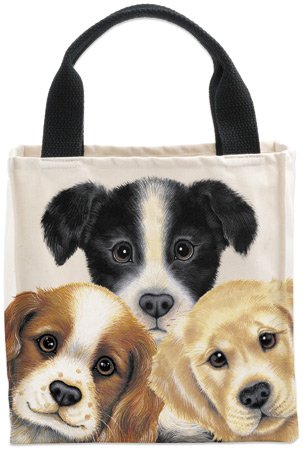 Peeping Puppies Canvas Tote Bag by Fiddlers Elbow