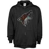 NHL Majestic Phoenix Coyotes Black Official Logo Full Zip Hoody Sweatshirt (Large)