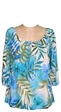 Peasant Blouse - Watercolor Tropics Adjustable Drawstring Front Women's 3/4 Sleeve Hawaiian Aloha Blouse - Regular & Plus Size