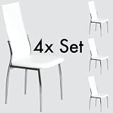 Esszimmer Stuhl DORIS - Set mit 4 St�hlen - chrom / schneeweiss