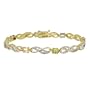 18k Gold Plated Sterling Silver Multi-Gemstone Link Bracelet with Diamond-Accent, 7.25"