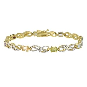 Click here to buy 18k Gold Overlay Sterling Silver Genuine Multi-Gemstone Link Bracelet w  Diamond-Accent, 7.25 by Amazon.com Collection.