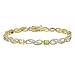 18k Gold Overlay Sterling Silver Genuine Multi-Gemstone Link Bracelet w/ Diamond-Accent, 7.25"
