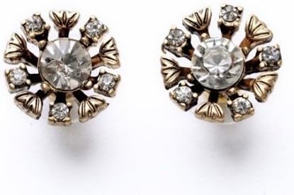 CLEAR CRYSTAL SUNBURST FLOWER STUD EARRINGS in GIFT BOX