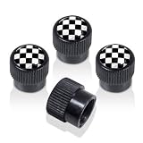 Checker Flag Black ABS Tire Stem Valve Caps for MINI by Camisasca