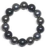 14mm Coated Multi-Grey Mother of Pearl Beaded Stretch Bracelet, 7