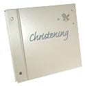 Christening Pearl Photo Album with Blue Rocking Horse embroidery