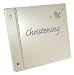Christening Pearl Photo Album with Blue Rocking Horse embroidery
