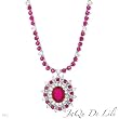 JAQU DE LILI Made in Usa High Quality Necklace With 21.50ctw Clean Diamonds and Rubies in 14K White Gold