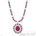 JAQU DE LILI Made in Usa High Quality Necklace With 21.50ctw Clean Diamonds and Rubies in 14K White Gold