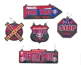 Philadelphia Phillies Baseball Metal Street Sign Christmas Ornaments 5 Pack